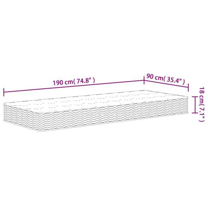 VidaXL Matelas à ressorts bonnell moyen 90x190 cm 372969