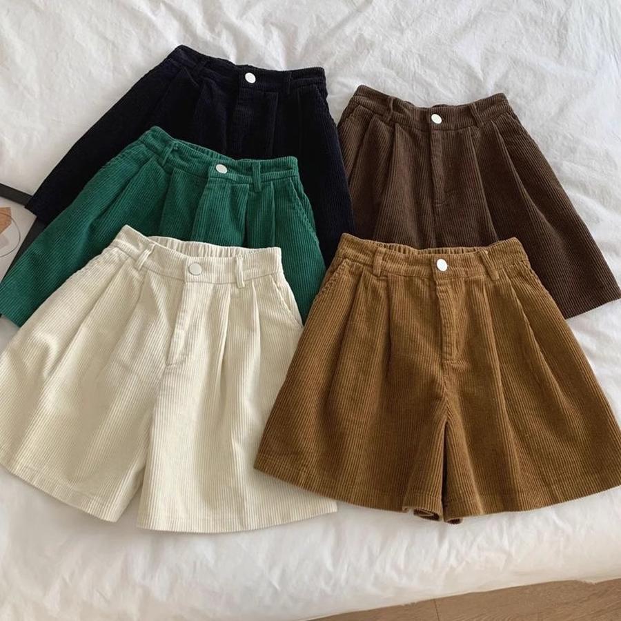 Vintage Velvet Shorts Women Spring New High Waist Straight Leg Loose Slim Fit Wide Leg Pants for Boots