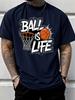 Streetwear Ball ist Leben Basketball Grafikdruck Unisex Rundhals Kurzarm T-Shirt Lässig Täglich Weich Basisbekleidung Mode Oberteil