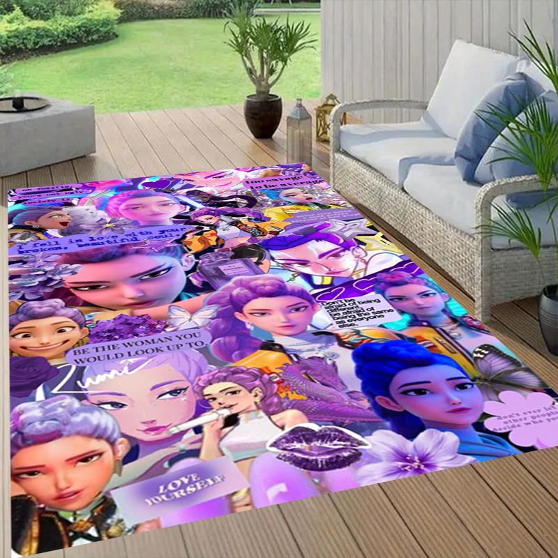 Fantasy Collage Style Crystal Velvet Rug, Soft Anti‑Slip Crystal Velvet Carpet for Living Room Bedroom Home Decor