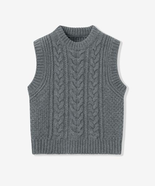 Lady Volume Wool Knit Vest_Gray Gray/Free