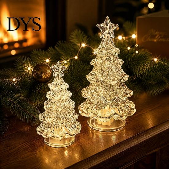 Elegant Festive Lighting LED Christmas Tree Night Light with Star, Glowing Romantic Atmosphere Light, Battery Party Table Decor Operated Xmas