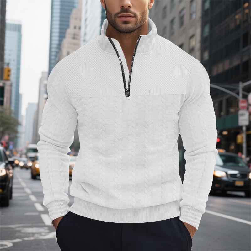 American Retro Patchwork Stand Collar Zipper Pullover Hoodie XXXL белый