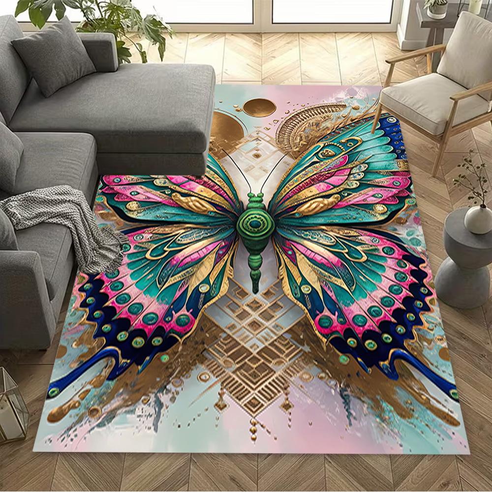 1pc Butterfly Design Home Carpet Non-slip Office Decor Gift Living Room Bedroom