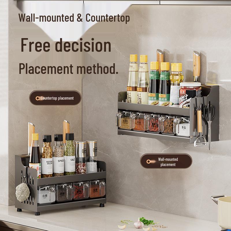 Multifunctional Kitchen Seasoning Rack: Multi-layer Storage for Seasonings, Knives, and Chopsticks