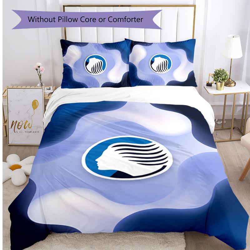 Set Biancheria da Letto Stampato 3 Pezzi Atalanta FC Traspirante Copripiumino con Federe Biancheria da Letto Decorativa per Camera da Letto Casa