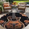 Vintage Vinyl Record Music Lover Print Round Area Rug Colorful Retro Music Instrument Themed Non-Slip Floor Carpet