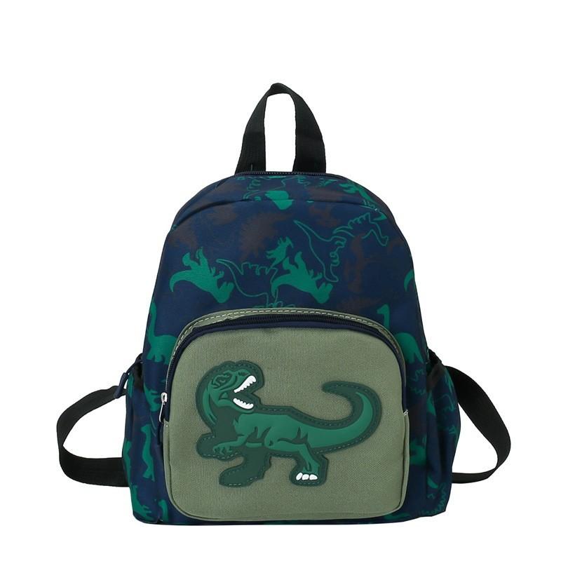 Kids Cartoon Dinosaur Pattern Nylon Backpack With Lightweight Design For School Use