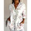 Autumn Ladies Casual Shirt Love Heart Printed Loose Blouse V Neck Button Shirt Valentine's Day Shirt For Men And Women