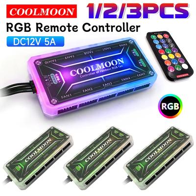 COOLMOON ARGB Controller 12V 5A 6Pin ARGB Cooling Fan Smart Remote Control PC Computer Case Cooling Chassis Silent Fan Hub