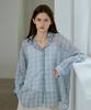 Roeil Chiffon Oversized Check Shirt - Blue