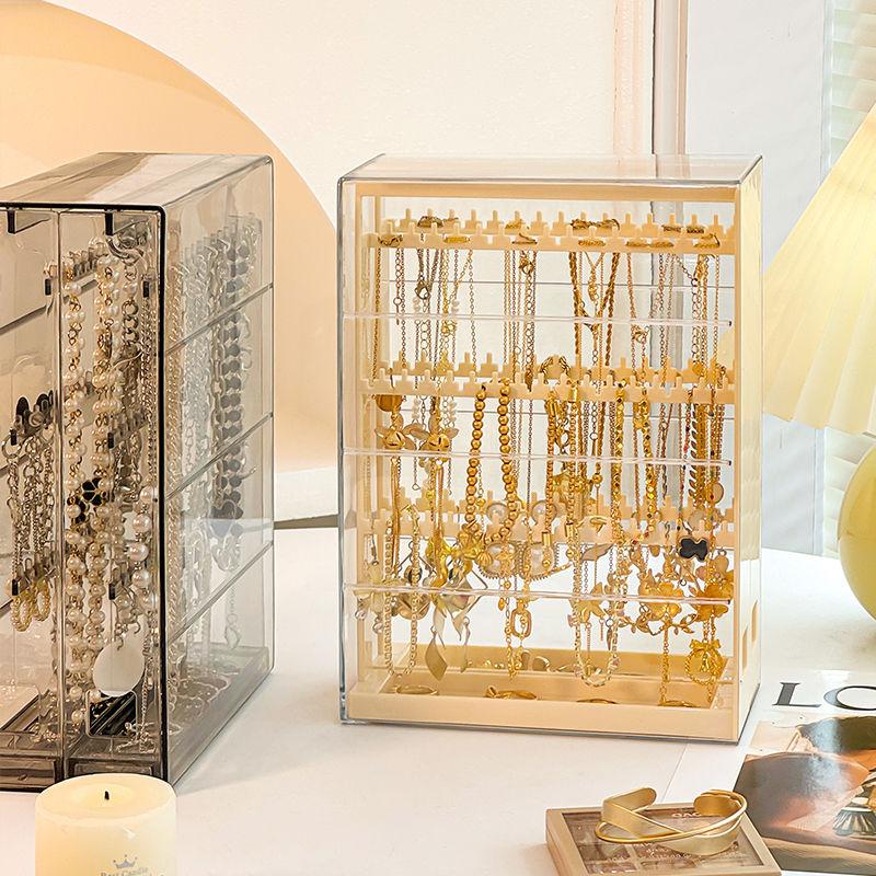 Acrylic Necklaces Holder and Jewelry Organizer,Dustproof Jewelry Stand Rack Display Classic for Earring Bracelet Earrings Ring