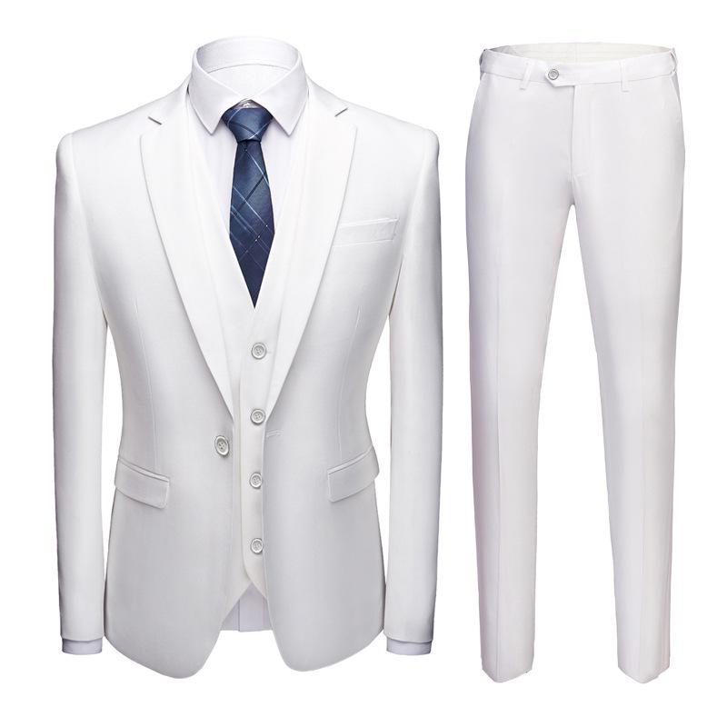 Men's Korean Style Slim Fit Wedding Tuxedo Three-Piece Suit
