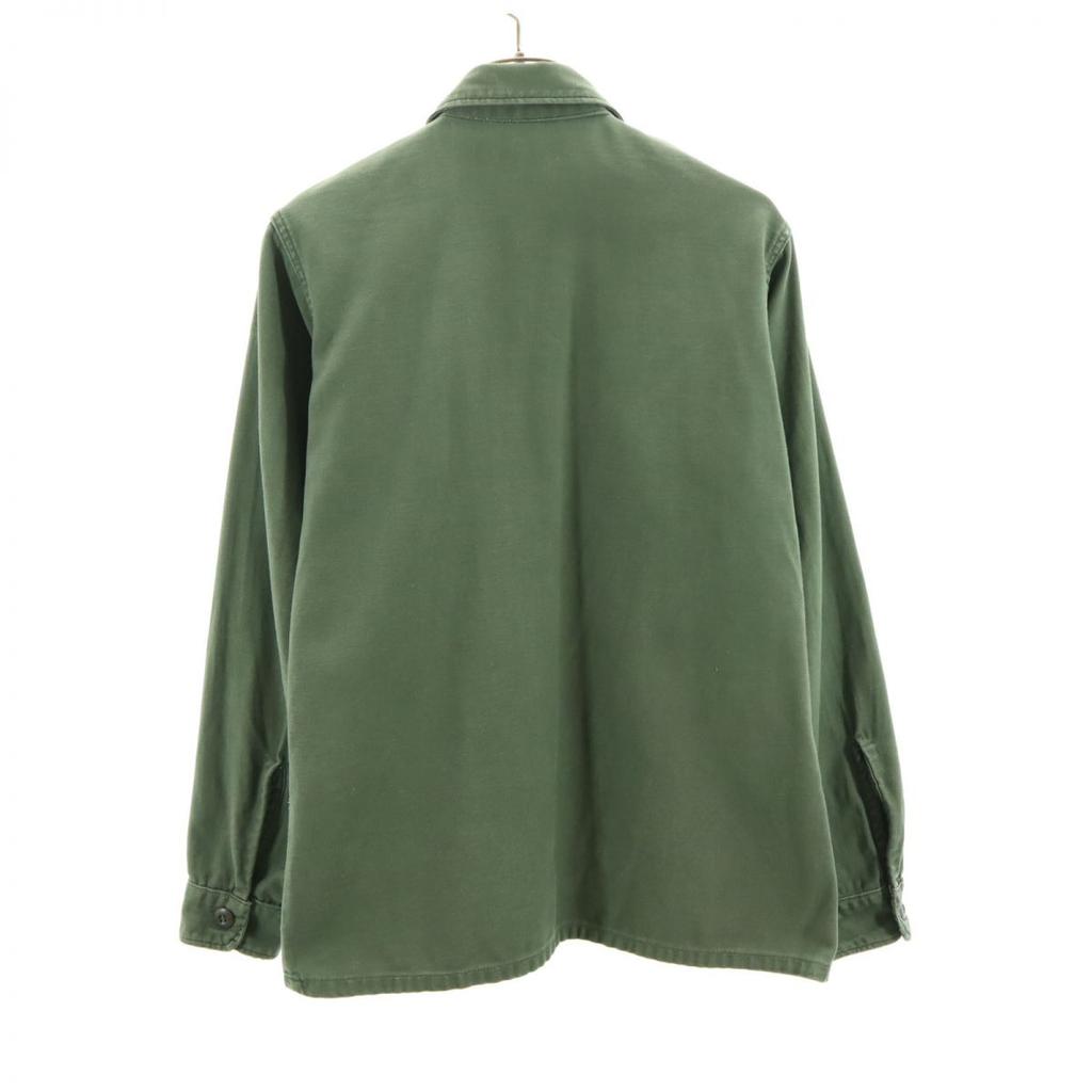 US ARMY 70s DSA Cotton Sateen Long Sleeve Military Shirt 14 1/2 Khaki Men's Used