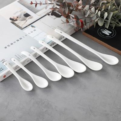 Ceramic Long Handle Spoons White Coffee Spoon Kitchen Tools Seasoning Spoon  Sugar Dessert