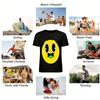 Vintage Cartoon Yellow Face Fun Print Casual T-shirt Unisex Loose Breathable Daily Top Pure cotton T-shirt