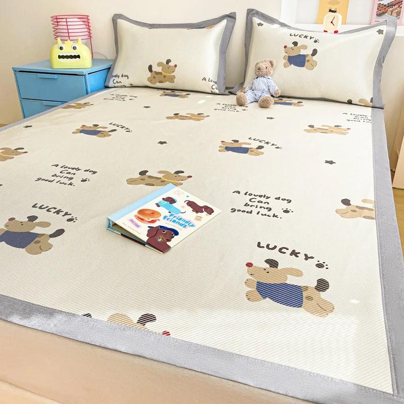 Premium End Animated Ice Silk Bed Mat Summer Cool Down Sleeping Mat Bed Adult Child Washable Cooling Bed Pad and Pillowcases