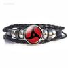 Naruto Inspired Sharingan Black Leather Men's Bracelet - Anime Gift