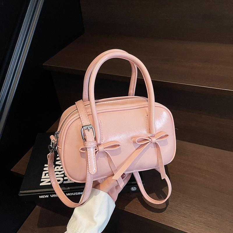 Bag 2025 new niche single bag women's bow simple casual bowling bag pillow bag hand bag