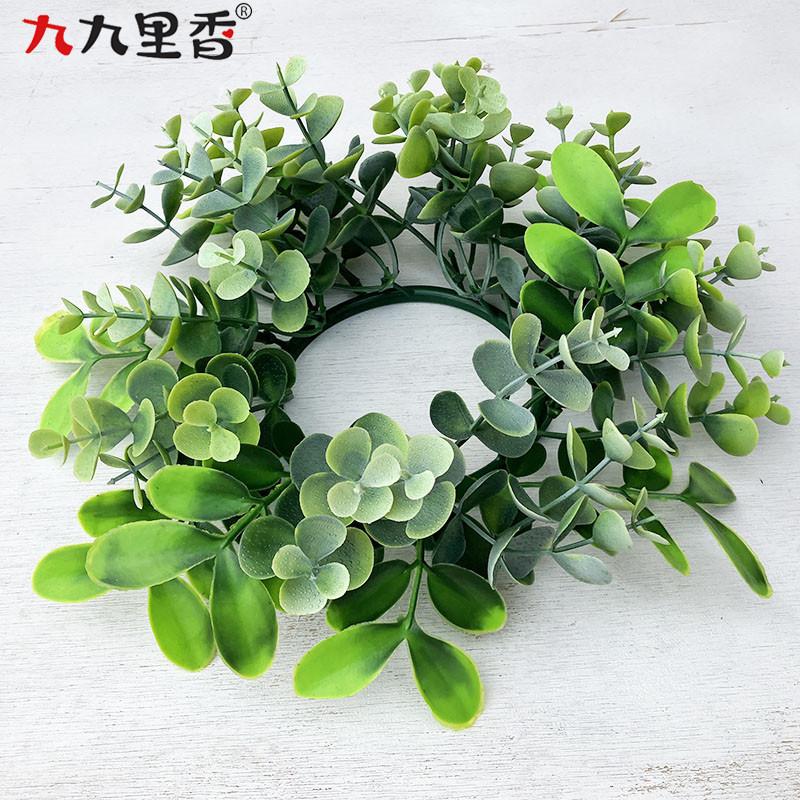 American Spring Simulation Wreath Candle Wreath Eucalyptus Boxwood Wreath Eucalyptus Leaf Dining Table Candlestick Wreath