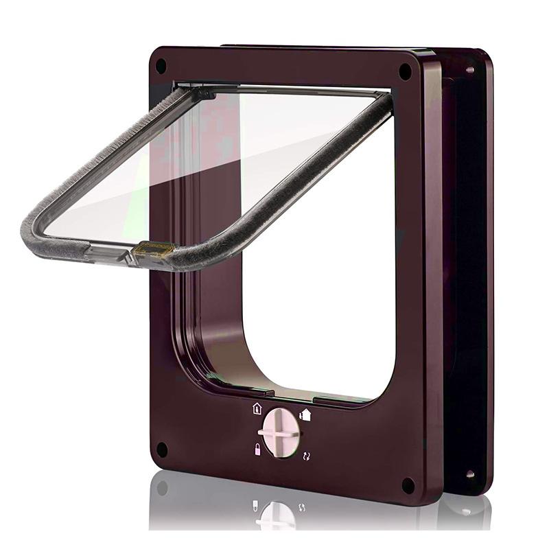 

Cat Flap Door 4 Way Locking Security Lock ABS Plastic Dog Cat Flap Door Pets Smart Door Retractable Door Anti Cat Pet Supplies M бордовый