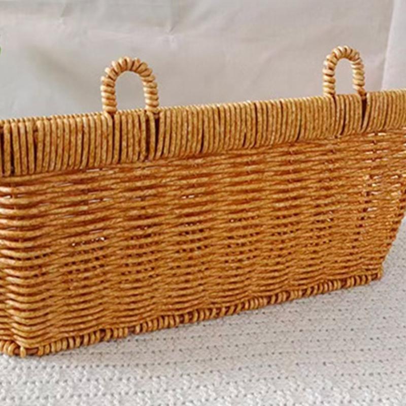 Cesto Portariposti da Parete di Grande Capacità in Plastica Effetto Rattan Organizer per Organizzazione Bagno e Cucina