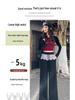 145 Petite Polka Dot High Waist Slimming Wide Leg Lace Trim Drawstring Pants for Women - Spring/Autumn Casual
