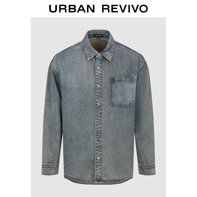 

Men s Casual Washed Denim Shirt L