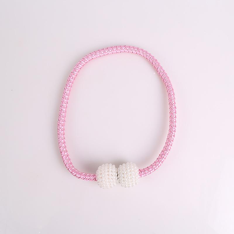 Magnetic Curtain Tiebacks Pearl Ball Elegant Woven Rope Curtain Holdbacks Magnet Drapery Tie Back Clips Curtain Holder for Living Room Bedroom Home