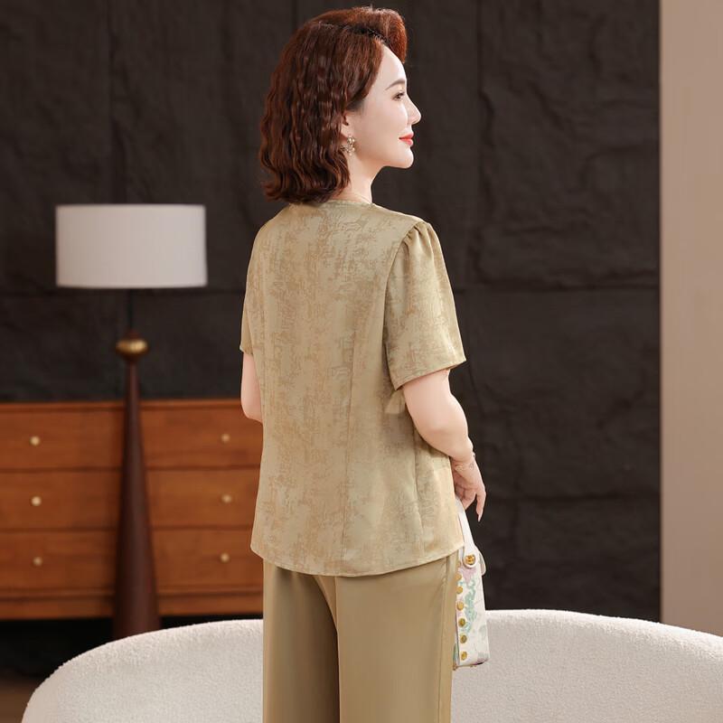 Elegant Chinese Style Two-Piece Top Set for Middle-Aged Women