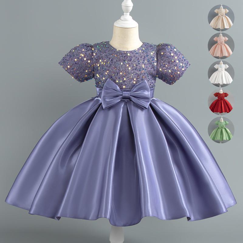 Princess Bowknot Purple Toddler Dress - Formal Wear & Performance Costume for Middle Girls