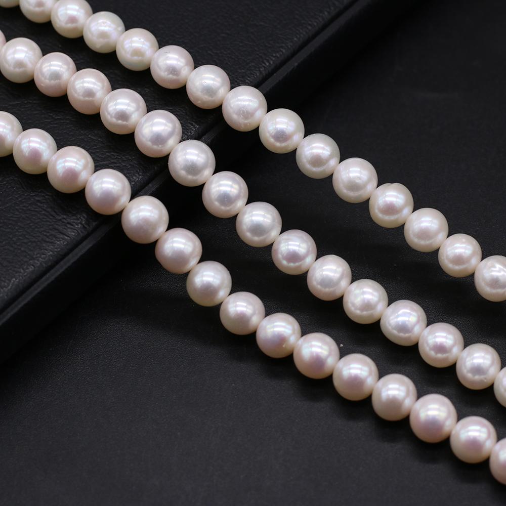 Luxury White Natural Freshwater Round Pearls 8-9mm, 36cm Strand Handmade Wedding Jewelry Accessories DIY Crafts