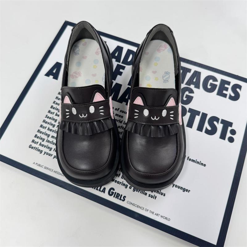 College Style Cute Leather Shoes Lolita Lolita Uniform Shoes Versatile Japanese One-pedal Round Head Middle Heel Jk Single Shoes