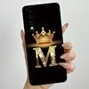 Back Cover For Huawei P30 ELE-L29 P 30 Pro VOG-L29 Crown Initial Letter Phone Case Liquid Soft Silicone Lens Protective Casing
