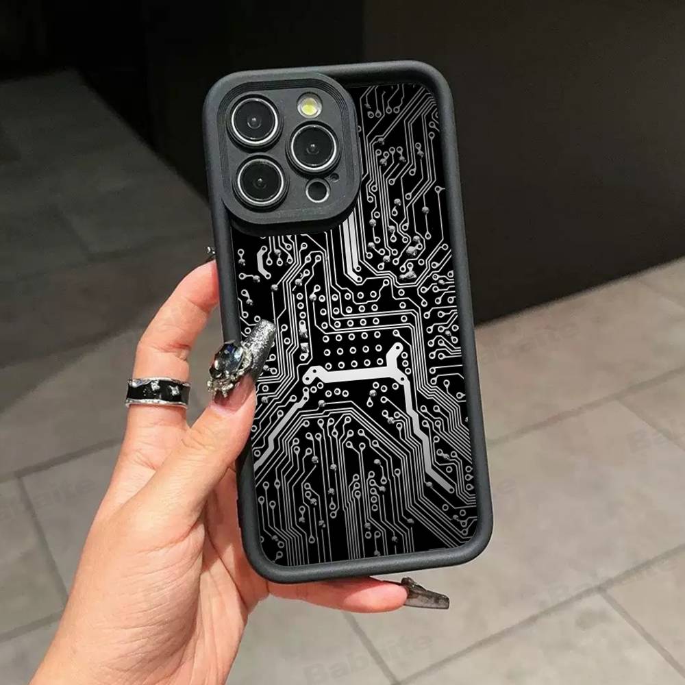 Printed Circuit Board Pattern Phone Case For IPhone 17 16 15 13 11 12 14 Pro Max Plus Silicone Cover Shell