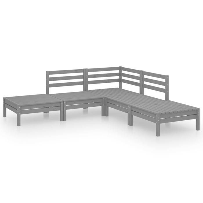 VidaXL Solid Pine Wood Garden Lounge Set 5 Pcs Patio Furniture Outdoor Furniture Terrace Furniture Set 3082639