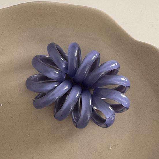 2Pcs Spiral Loop Hair Tie Fluffy Ball Head Hair Rope Pure Color Strong Phone Cord No Breakage Hair Accessories