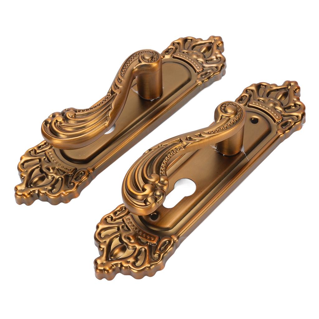 European Style Door Handle Lock Set Aluminum Silent Retro Interior Entry Door Lever Lock with 3 Keys for Home Bedroom