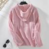 Vintage Hooded Pullover Sweater Solid Color V-Neck Knitwear Top Loose Long Sleeve Autumn Winter