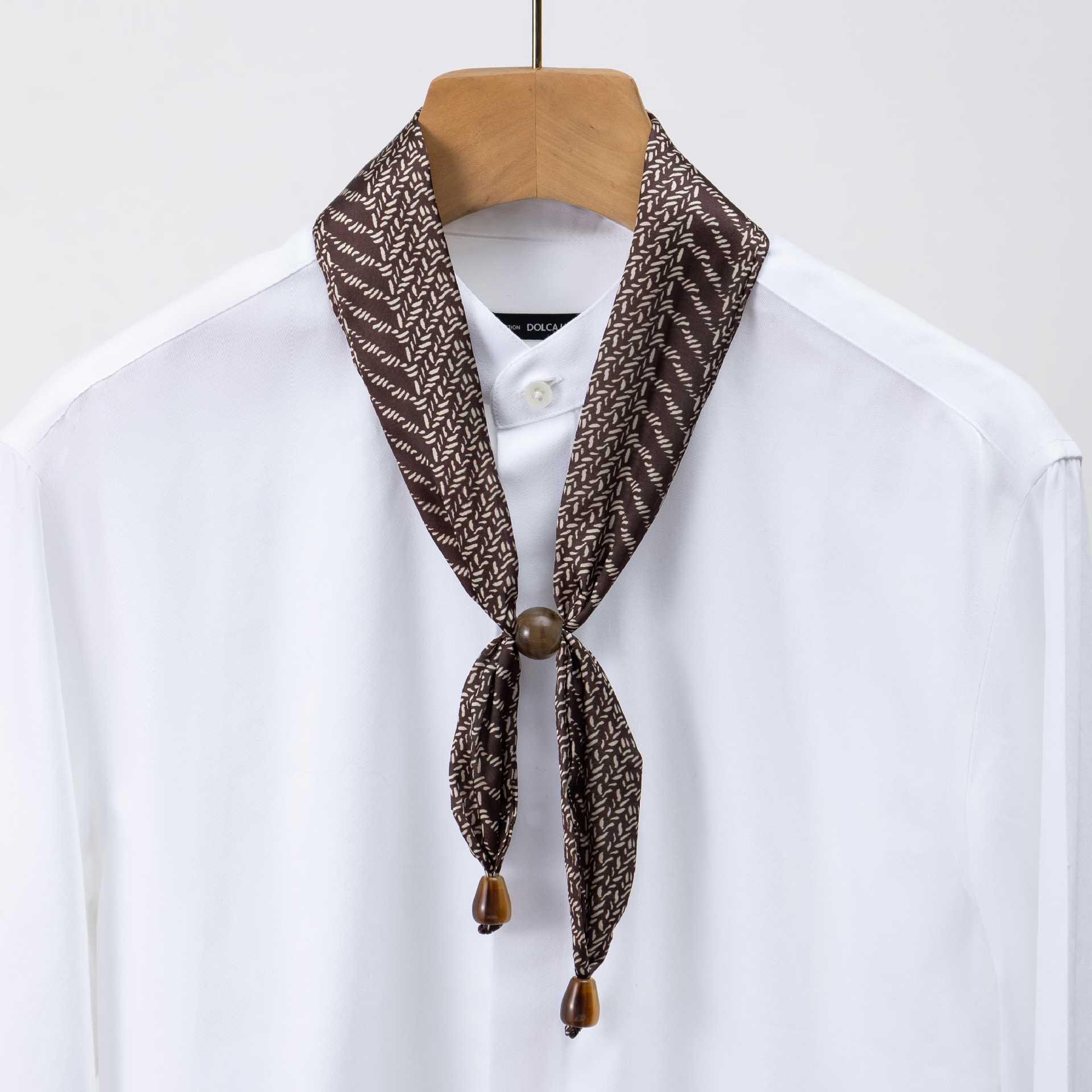 

Silk Paisley Scarf Necklace: Retro Beaded Neckerchief, Sweater Accessory, and Waist Chain. One Size 40×5