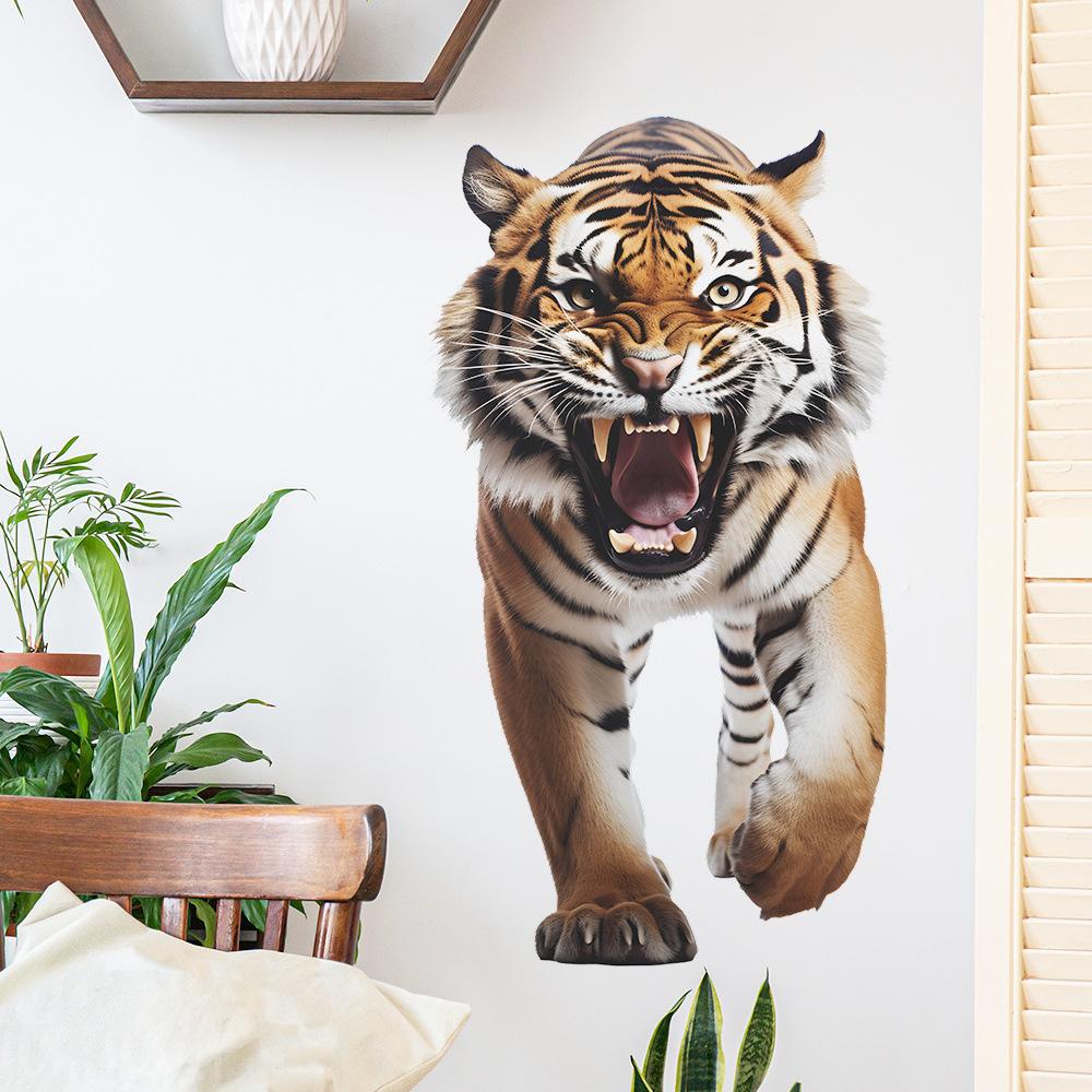 Adesivo Murale Tigre Feroce Autoadesivo per Camera da Letto Soggiorno Decorazione Murale di Sfondo Commerciale
