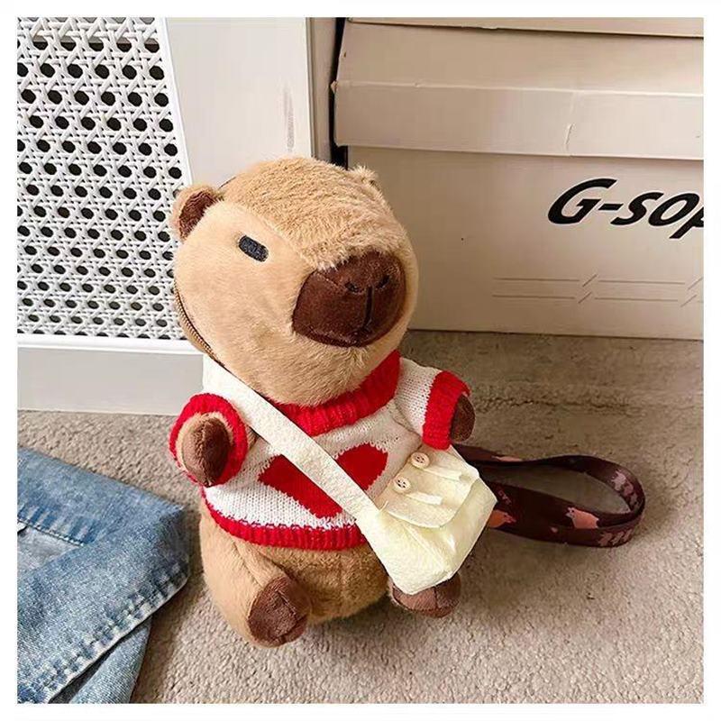 

Плюшевый рюкзак-кроссбоди и кошелек для монет в виде капибары - Милая, забавная кукла-мягкая игрушка Standard