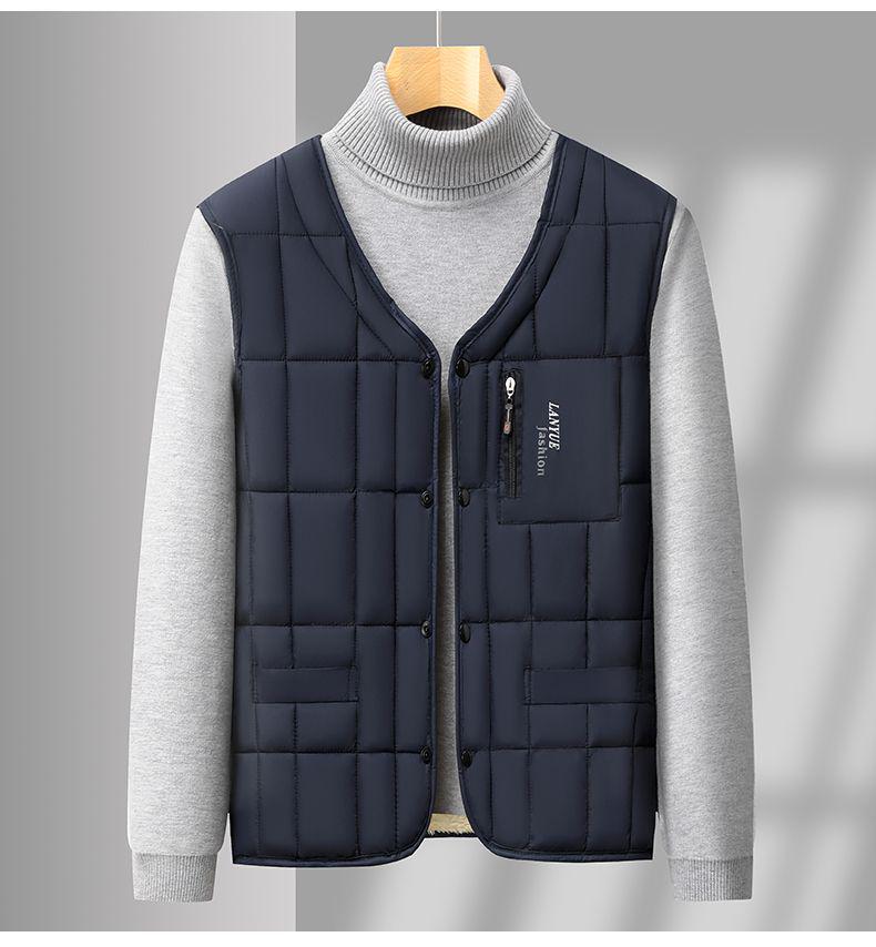 Men's Woodpecker Autumn/Winter Sleeveless Jacket - Middle-aged Dad's Thick, High-grade Cotton Vest.