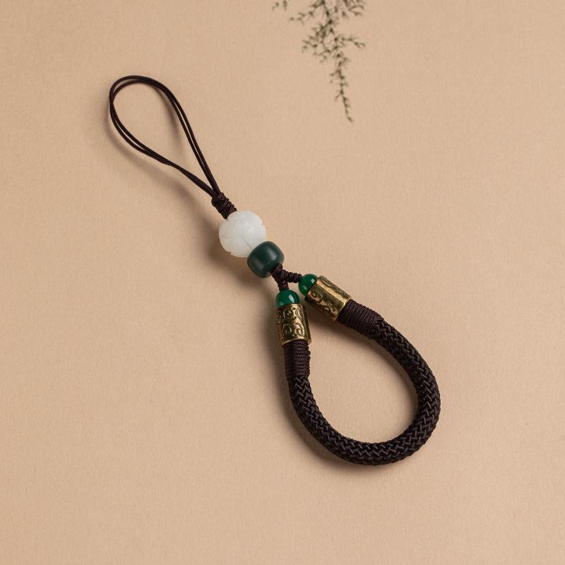 Sturdy Anti-Drop Bodhi Lotus Phone Lanyard with Finger Ring & USB Flash Drive Pendant - Universal for Men & Women