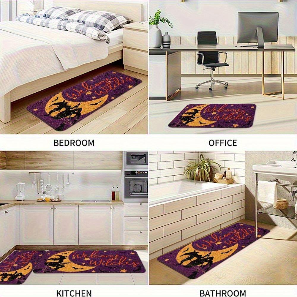 1PC Halloween Skull Crow Kitchen Rug Non-Slip Door Mat Pop Design Bathroom Rug Bath Mat Carpet for Home Sink Laundry Decor