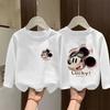 2025 New Girls' Pure Cotton White Base Layer Long Sleeve T-shirt for Spring & Autumn - Medium & Large Kids