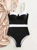 Sexy Push Up One Piece Swimsuit Colorblock Swimwear Women  Underwire Bodysuit Female Bathing Suit New Swimming Suit