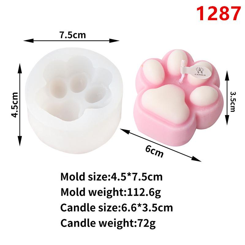 3D Roundness Embossed Love Cat Silicone Soap Mold DIY Cat Paw Candle Soap Mould Chocolate Cake Baking Tools Home Decor Gift