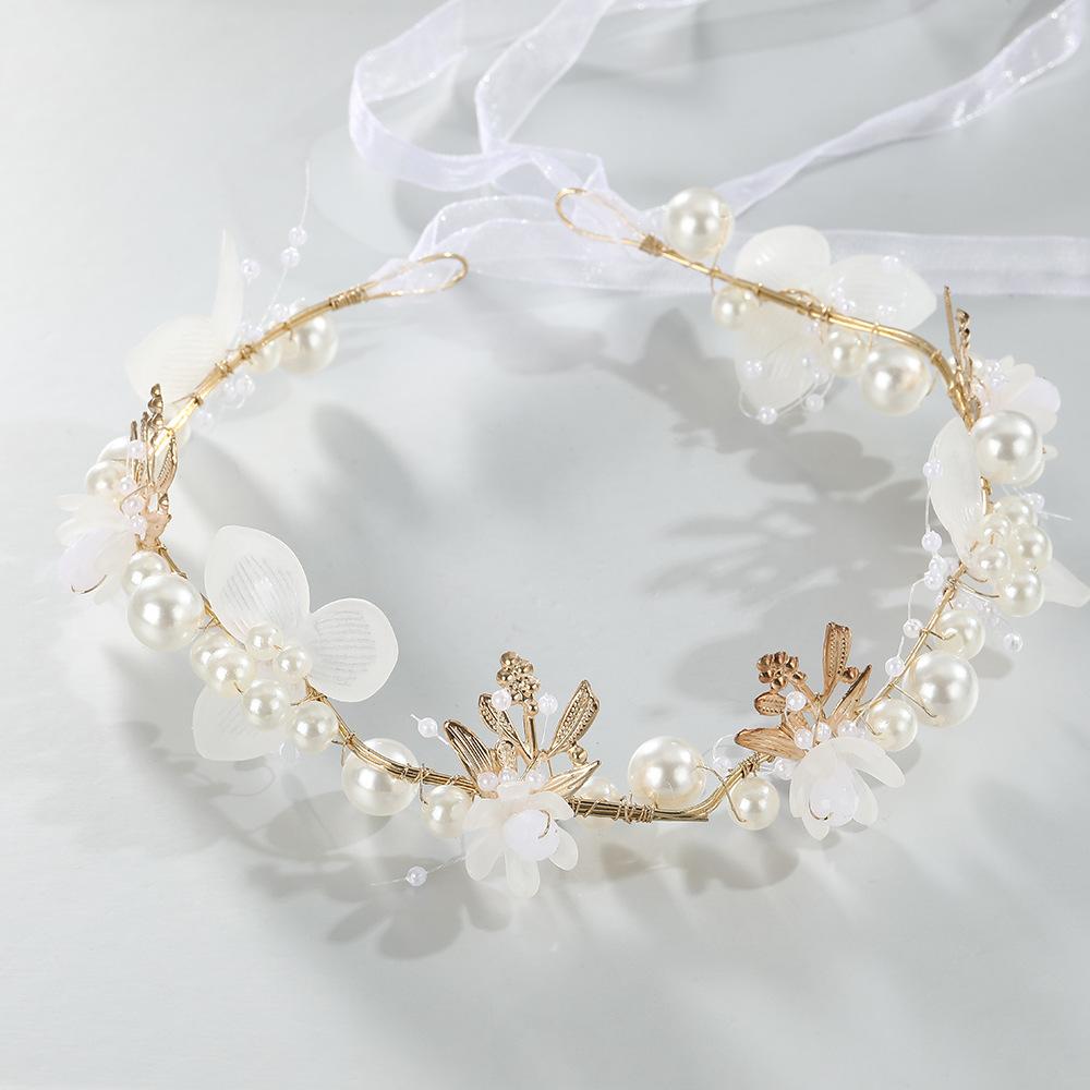 Korean Style Elegant Pearl Headband Flower Starry Crown Hair Hoop For Women