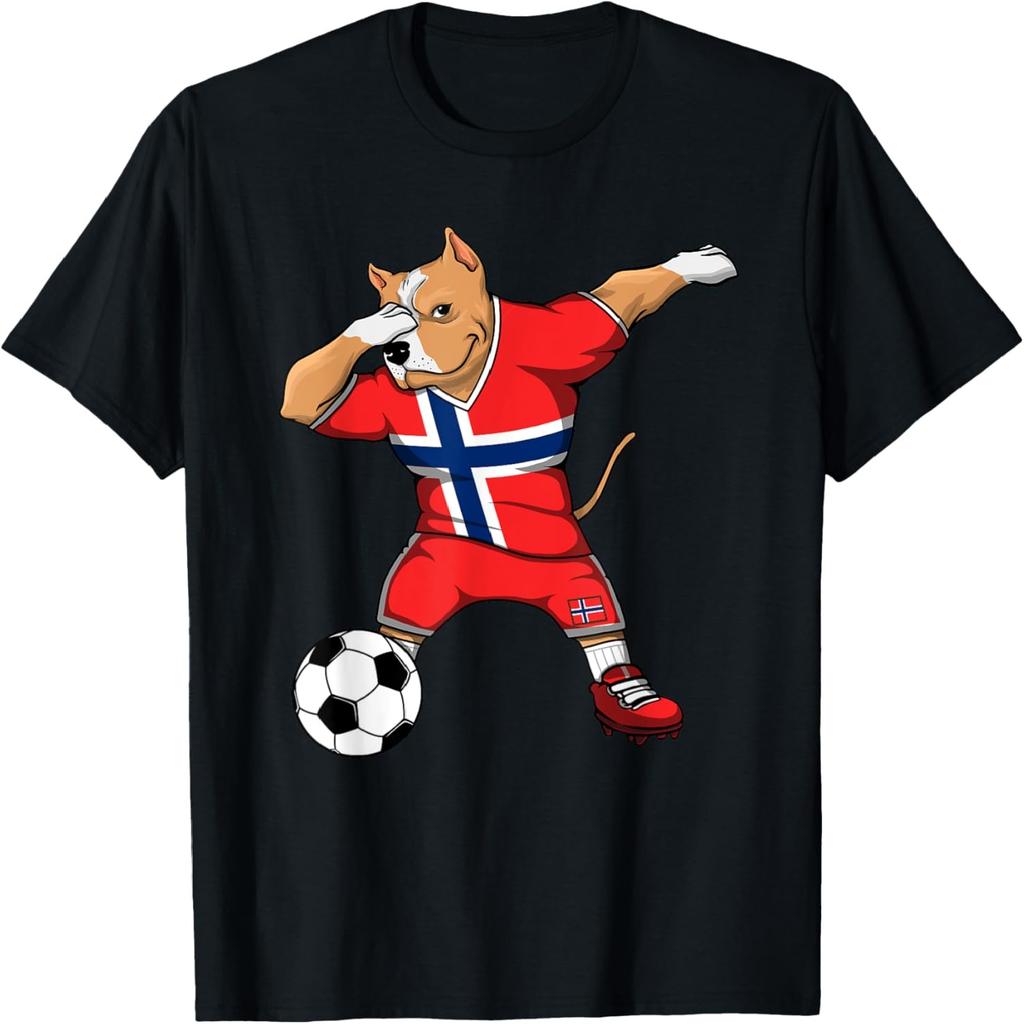 Dabbing Pitbull Norway Soccer Fans Jersey Norwegian Football T-Shirt